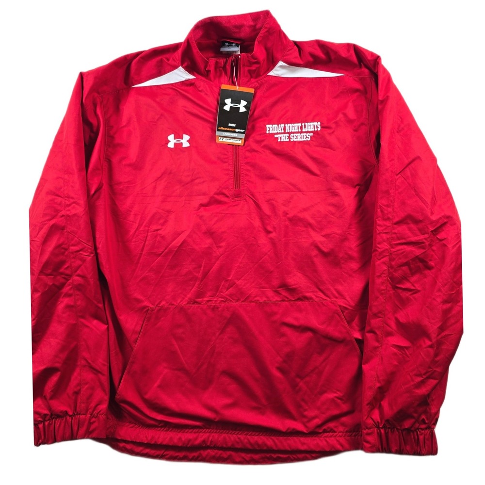 Under Armour 1/4 Zip Windbreaker Men Medium Red Friday Night Lights LaCrosse NEW